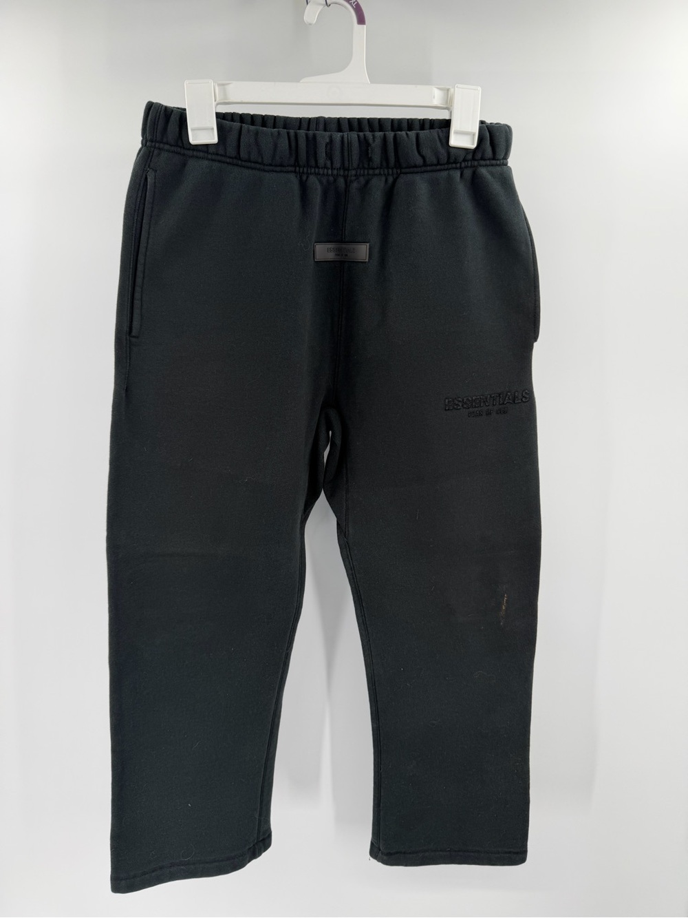 Essentials Womens/Unisex Black Fleece Straight Leg Pants Small Flawed